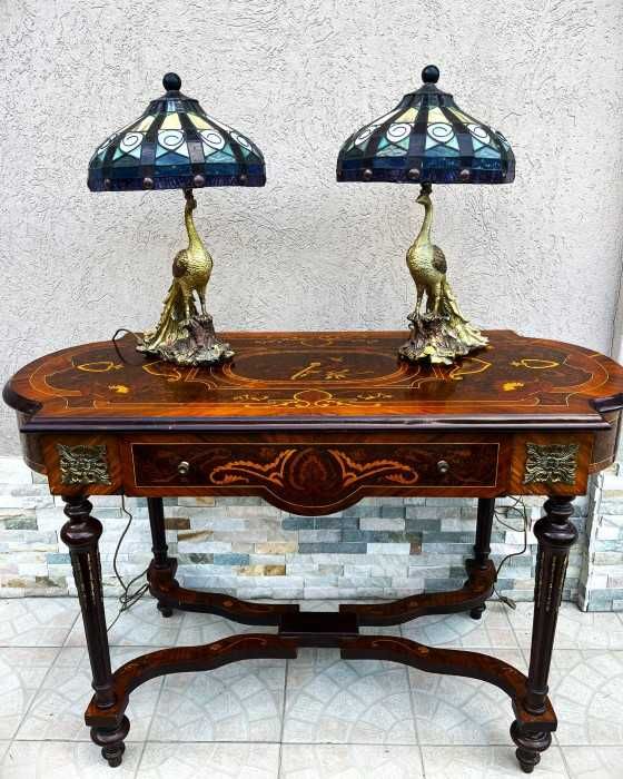 Spectaculos birou-Napoleon III-marchetarie-intarsii-bronz-Franta