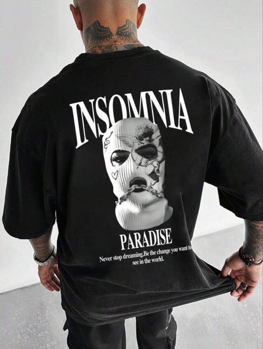 Тениска с надпис INSOMNIA PARADISE
