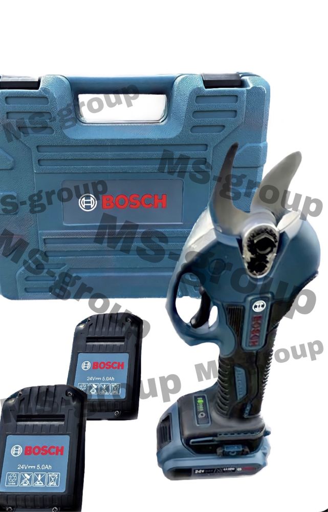 Акумулаторна лозарска ножица BOSCH 24V 5Ah до 30мм. БОШ с 2 батерии