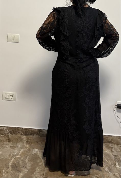 Rochie lunga dantela si matase