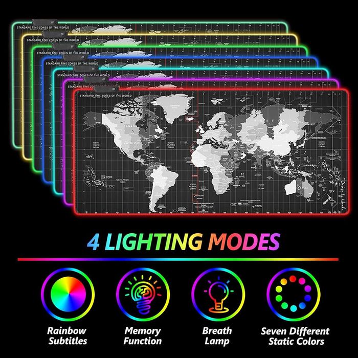 Mousepad gaming LED XXL 7 culori RGB 4 moduri de iluminare USB 90x40cm