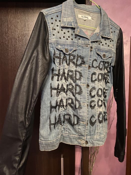 Дамско дънково яке с рисунки