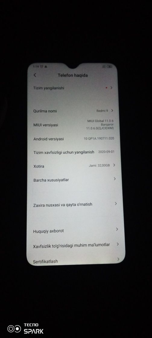 Redmi 9 32 GB karobka dokument bor