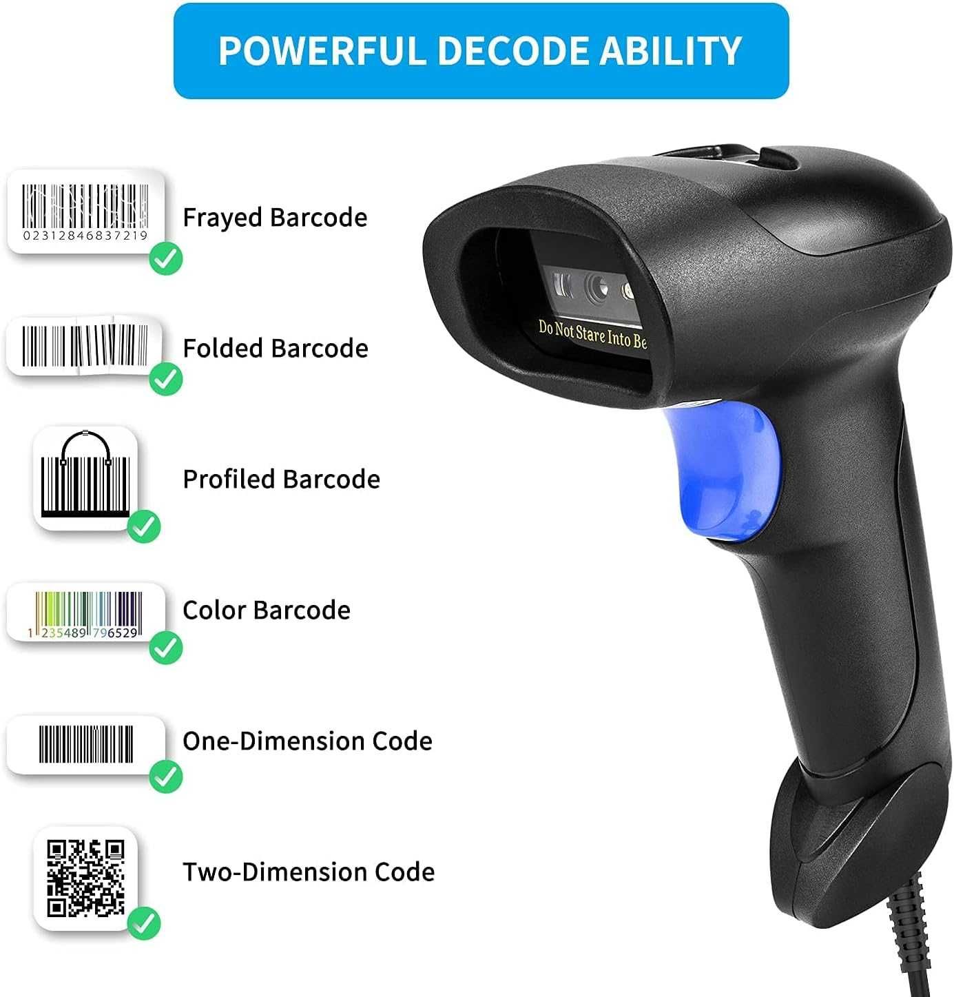 Scanner de coduri de bare 2D NetumScan cu cablu USB pentru PC/laptop