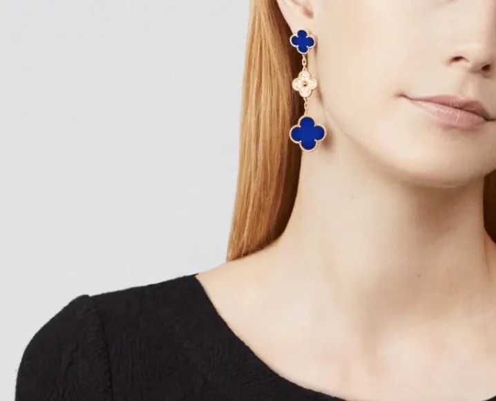 Van Cleef & Arpels VCA Blue Agate Diamond Magic Alhambra Дамски Обеци