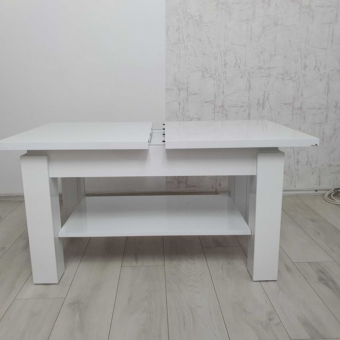 Vand masa MDF - alb lucios - extensibila