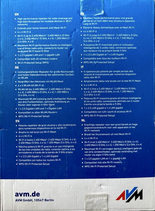 Fritz Wifi Repeater 6000/ Amplificator Wifi