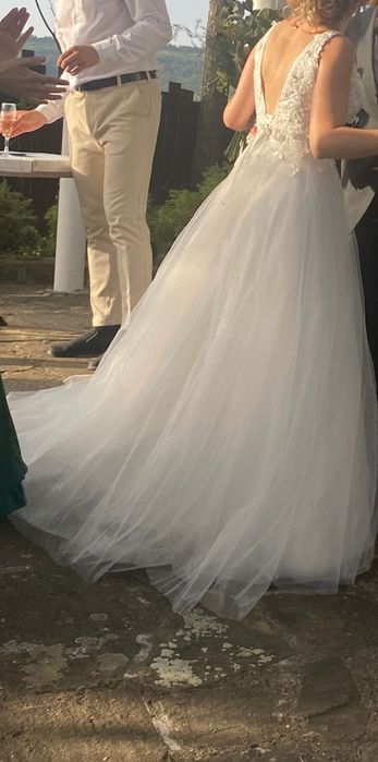 Булчинска рокля - размер XXS/XS (Petite)+ подарък воал и обувки