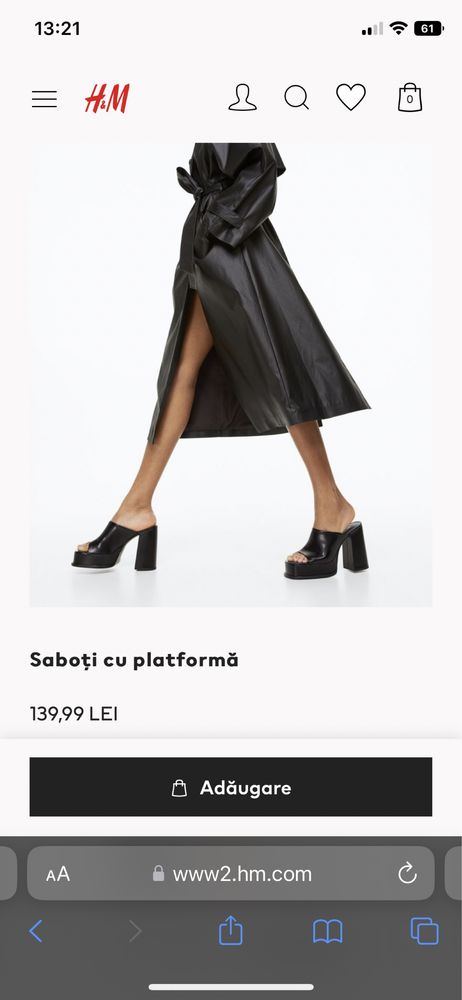 saboți H&M cu platformă mărime 38