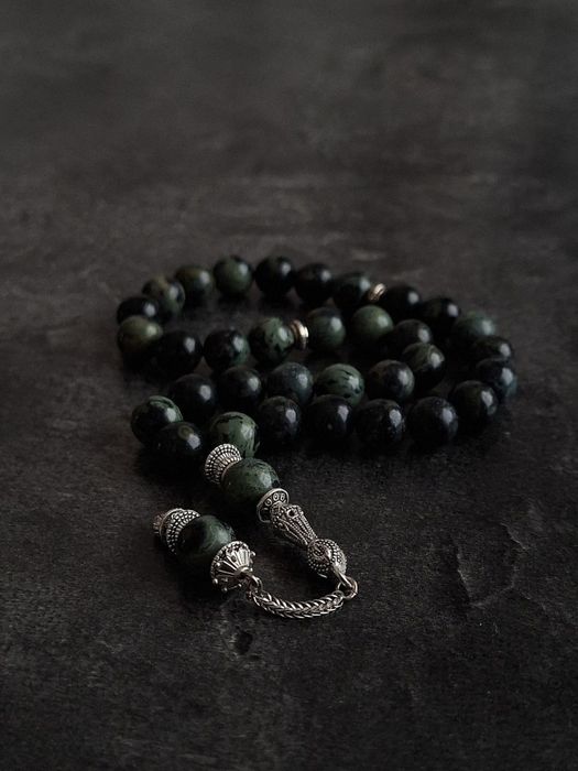 Премиальные чётки(тасбих) ручной работы из змеевика — 33 бусины