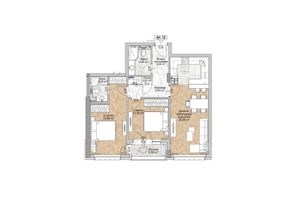 Продава се Тристаен апартамент в София, Люлин 8 - 97 кв.м за 2045 €/кв.м - Снимка #1
