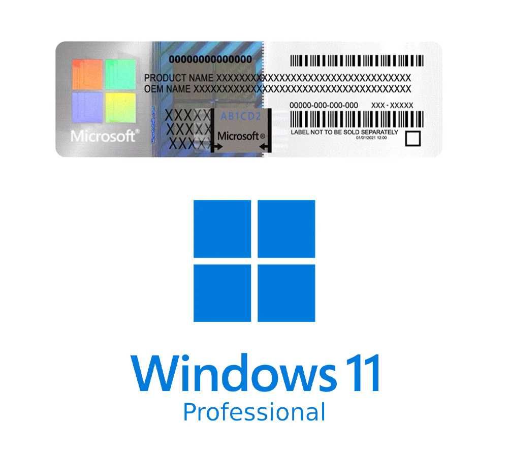 Оригинальная Windows 11 Pro. Официальный лицензионный стикер (COA) для