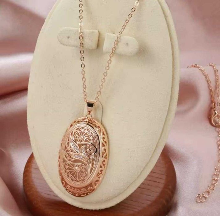 GPP4, set placat aur 14k,nou/marcat, lant+pandantiv mare, filigranat