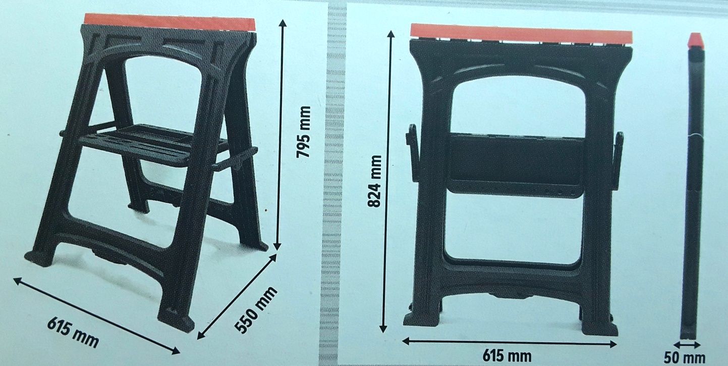 SET 2 capre pliabile pentru lucru din material plastic NOI