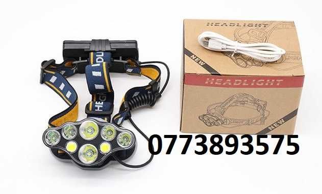 Lanterna frontala LED puternica reincarcabila acumulatori 18650 cap