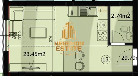 1-стаен в Варна-Кайсиева градина площ 35 цена 32000