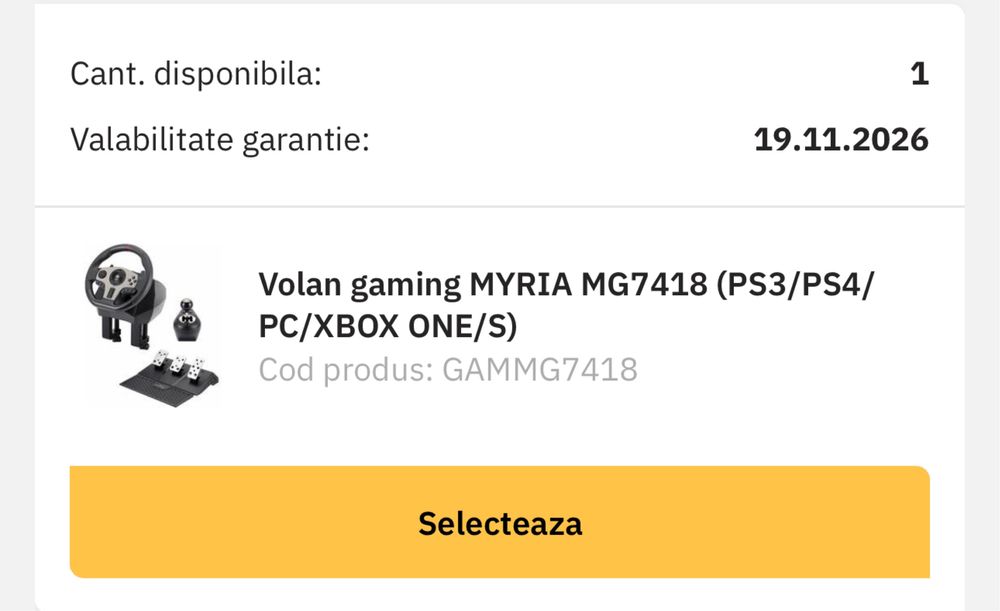 Volan gaming MYRIA MG7418 (PS3/PS4/PC/XBOX ONE/S)
