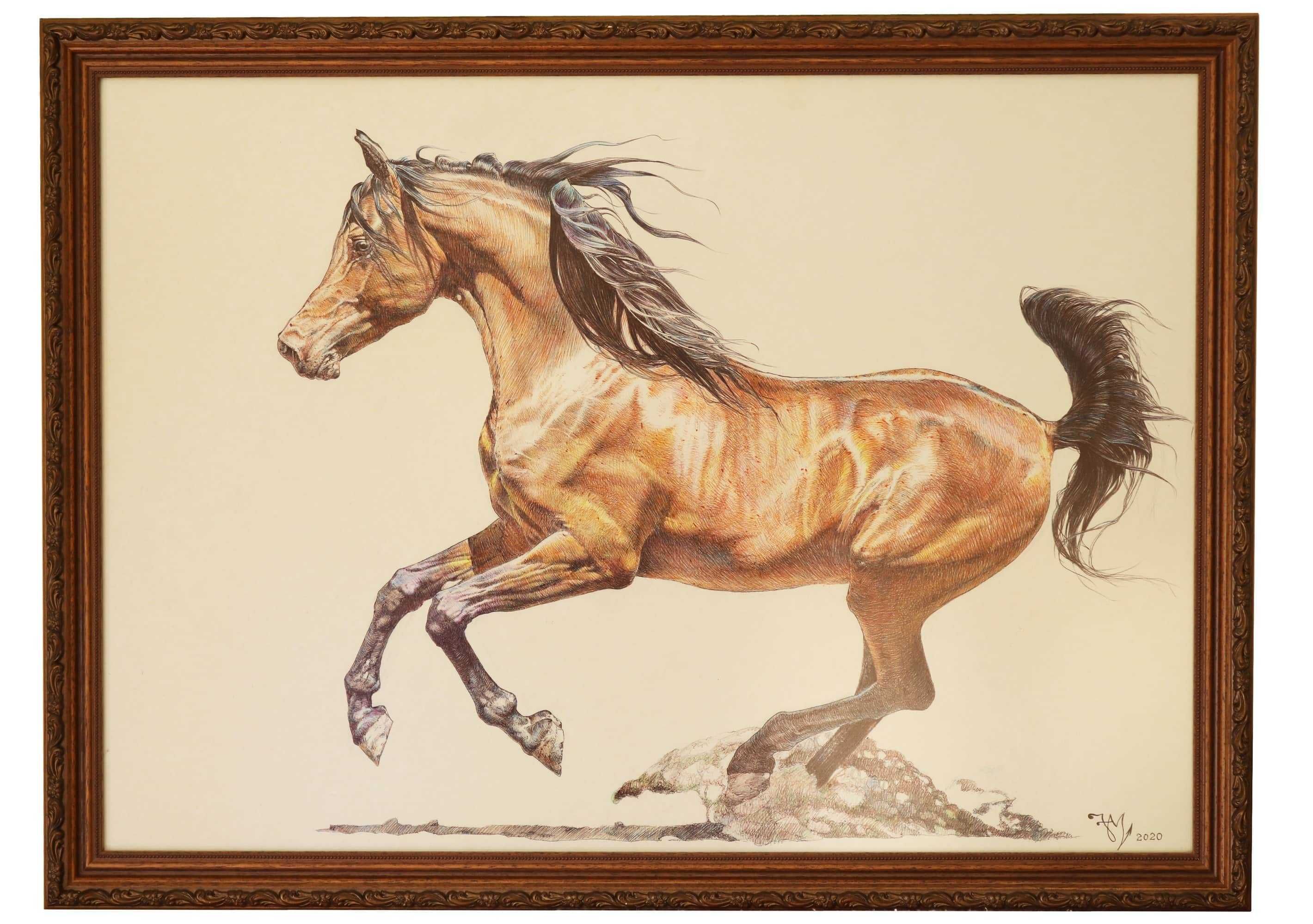 Страхотни картини на коне ,нарисувани с химикал