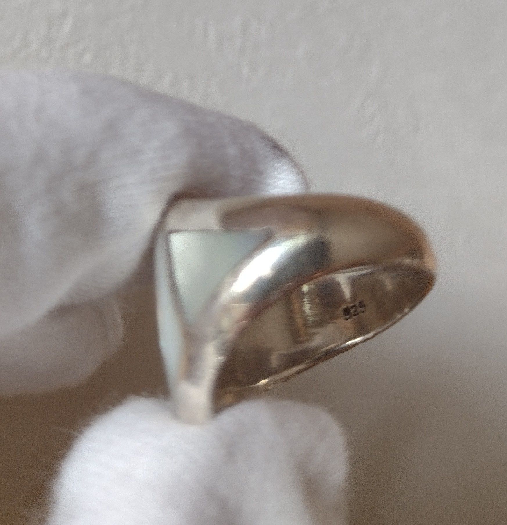 Inel argint și sidef model geometric