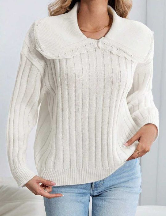 Pulover gros cu guler stil camasa stil zara