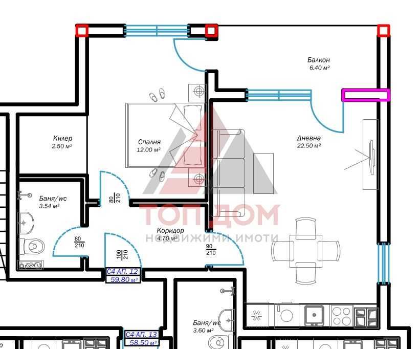 Продава се Двустаен апартамент в Варна, м-т Пчелина - 69 кв.м за 1044 €/кв.м - Снимка #1