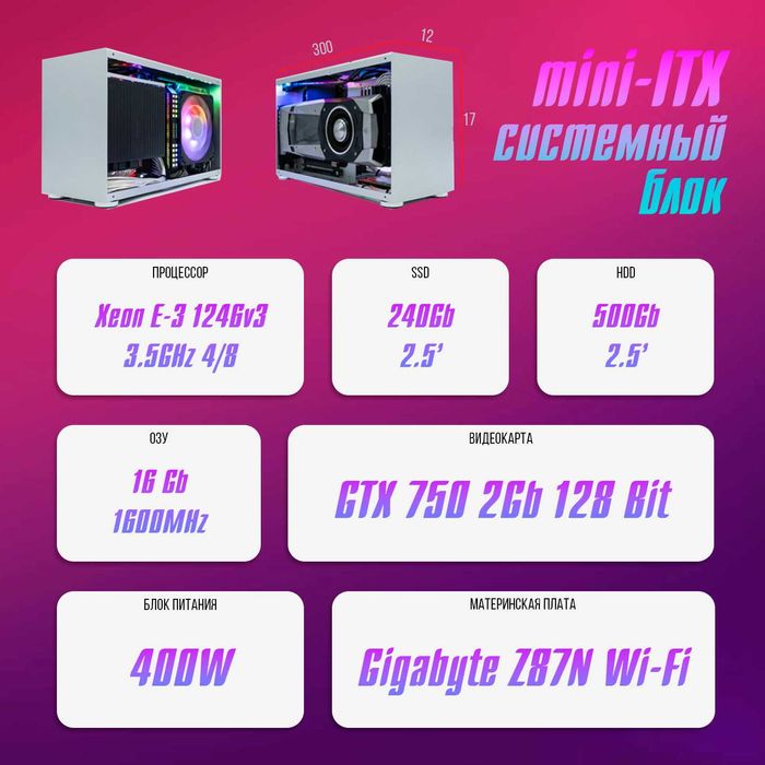 Mini-ITX система i7-16Gb-GTX750