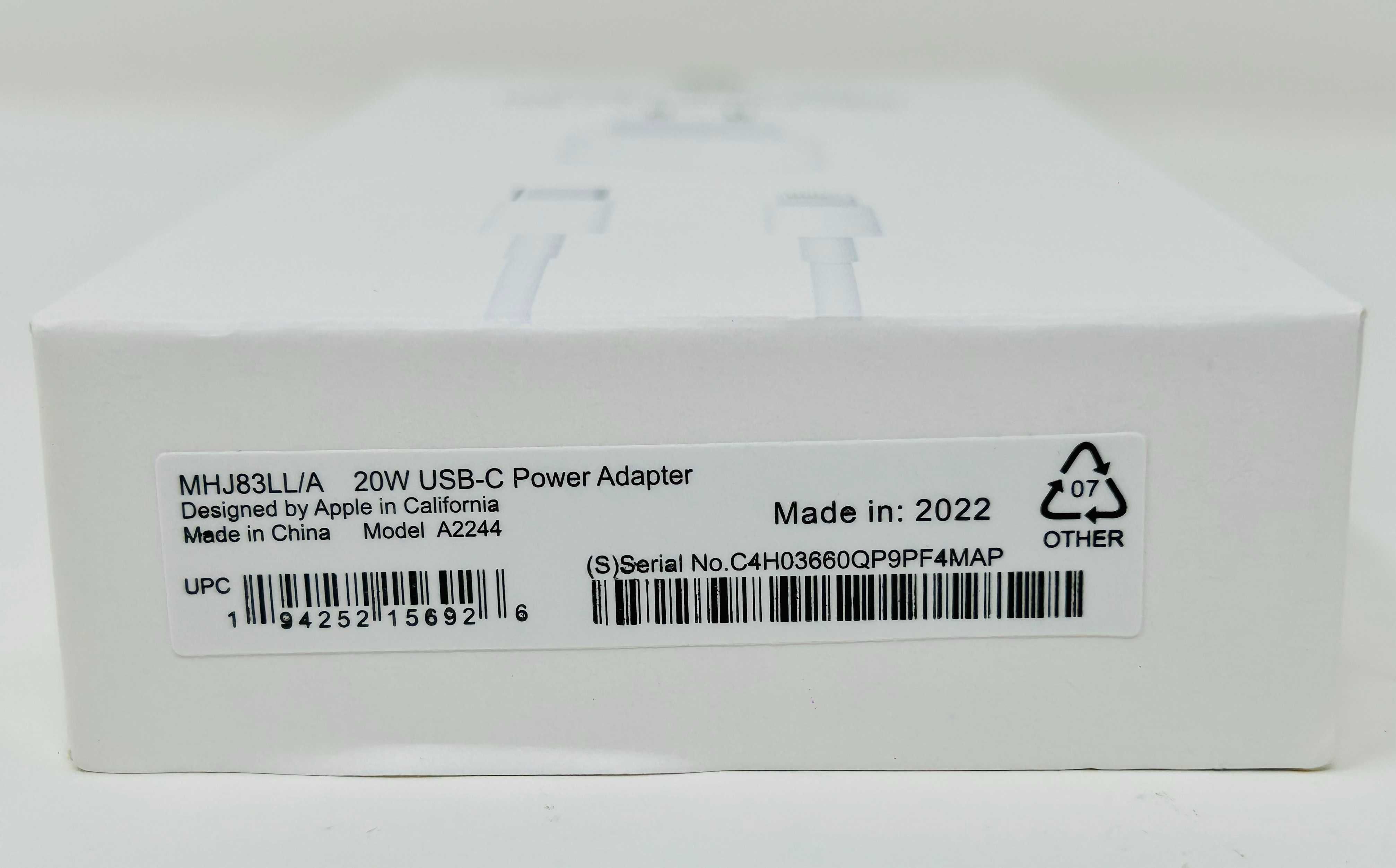 Оригинален Комплект Адаптер 20W  и Зарядно Кабел USB C to Lightining