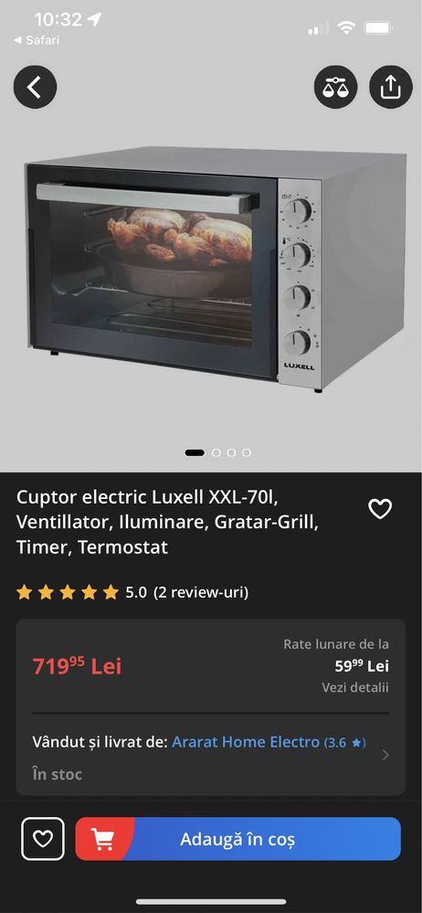Cuptor electric, Luxell, 70L