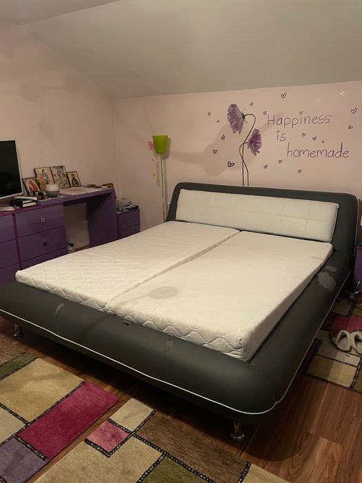 Pat 180x200 somiera și 2 saltele 90x200