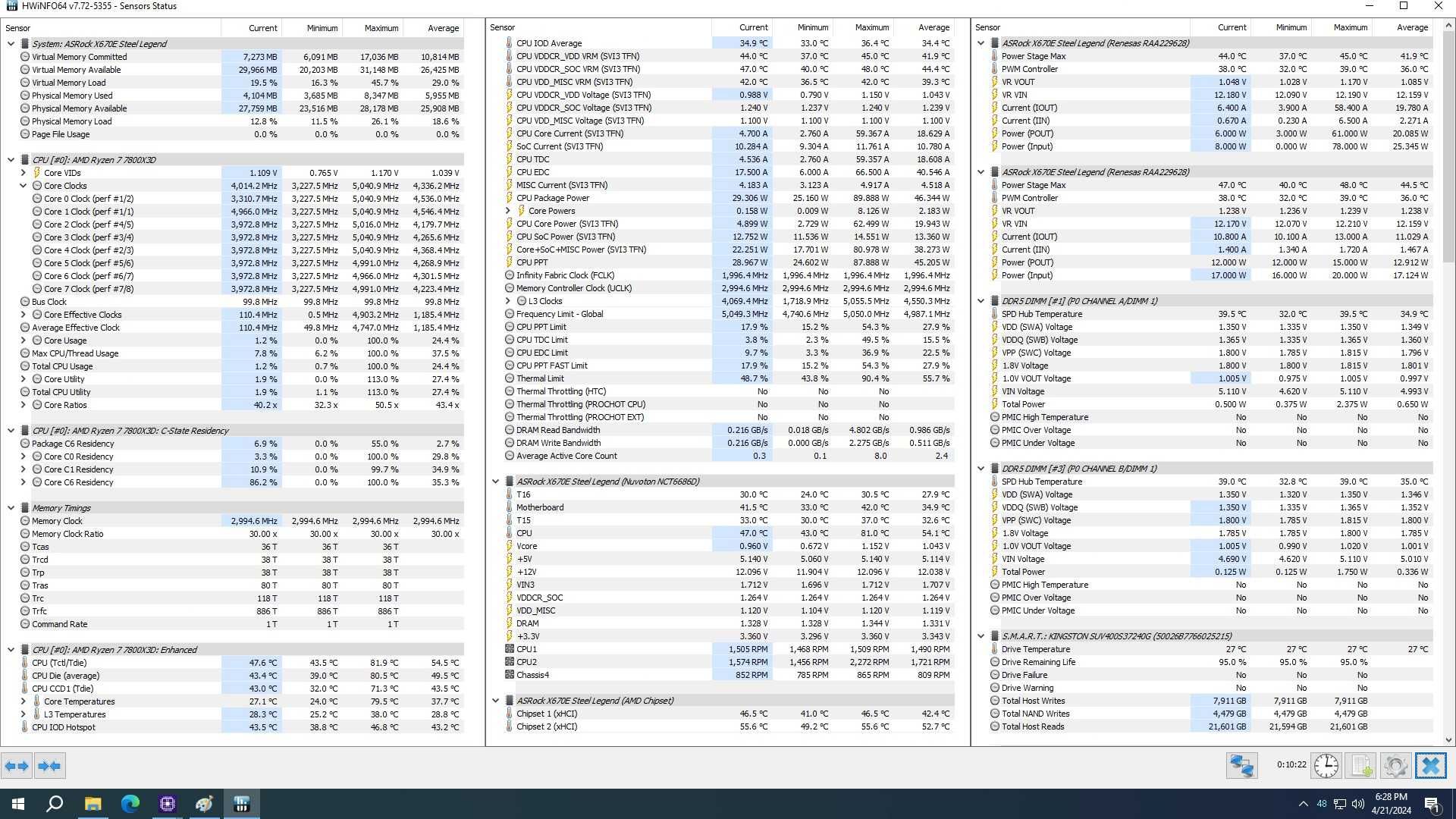 процесор AMD Ryzen 7 7800X3D , 8-ядрен, L3 Cache: 96 MB