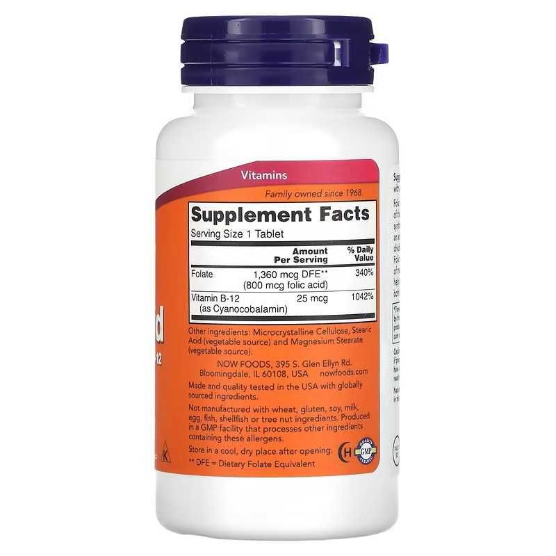 NOW Foods фолиевая кислота NOW  Folic Acid Foliyevaya kislota