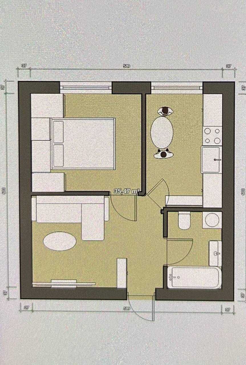 Продается 1-комнатная квартира в Royal House 35м2; Фригат кафе