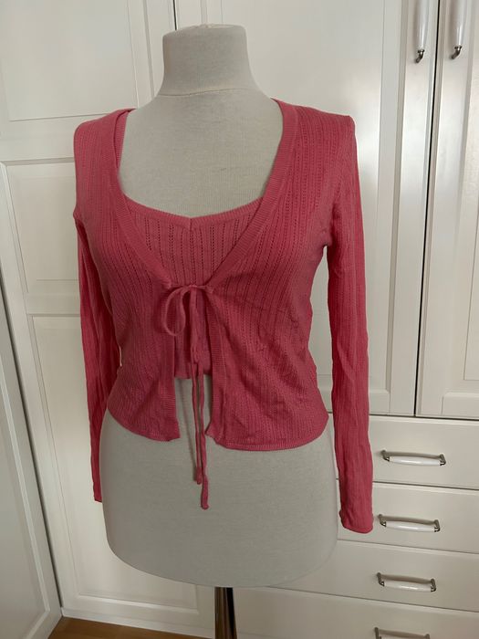 Compleu set cardigan si maieu camisola pointelle tricotat Threadbare