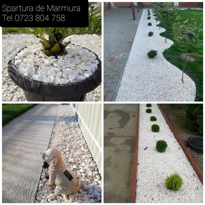 Piatră Albă Decorativă,Spartură de Marmură pentru Amenajări Grădini