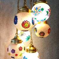 Люстра светильник в восточном стиле б/у. Латунь, стекло, эмаль