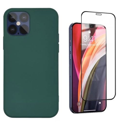 Husa Catifea Alcantara Case + Folie Sticla - Iphone 11/12 PRO