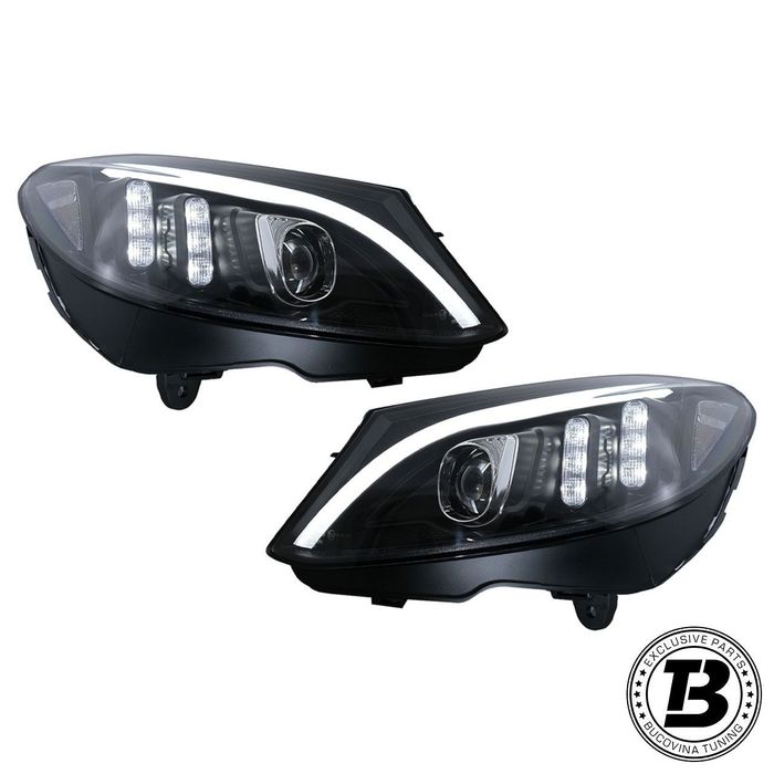 Faruri LED compatibile cu Mercedes C Class W205 Black Design