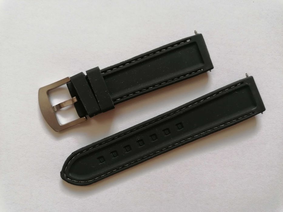 Bratara Ceas silicon 22mm Curea neagra catarama inox stil Sport