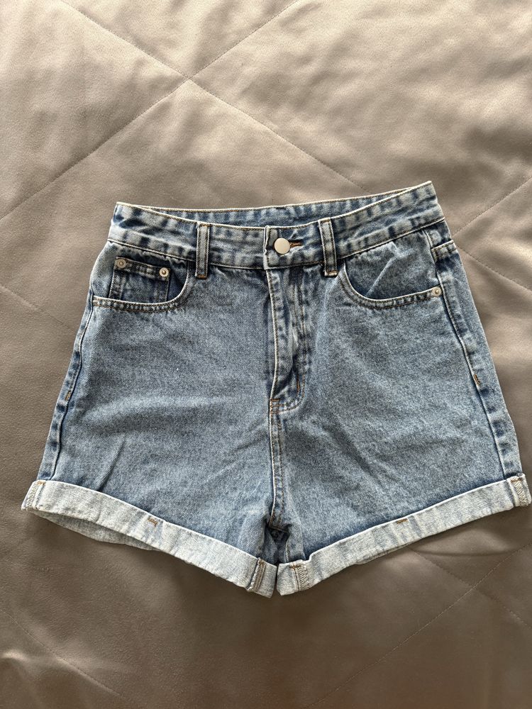 DENIM къси панталонки с висока талия
