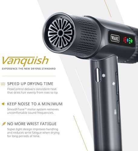Нов Тих мощен сешоар Wahl Vanquish с 3 накрайника и памет функция коса
