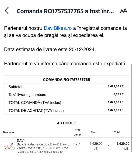 Bicicleta femei roz