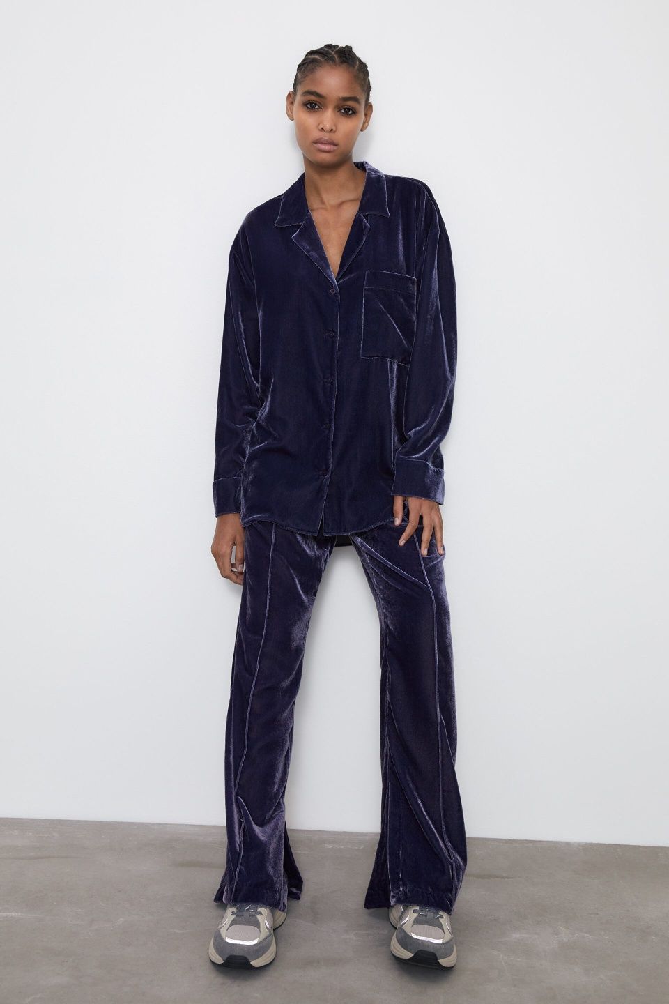 Costum pantaloni/cămașa catifea Zara