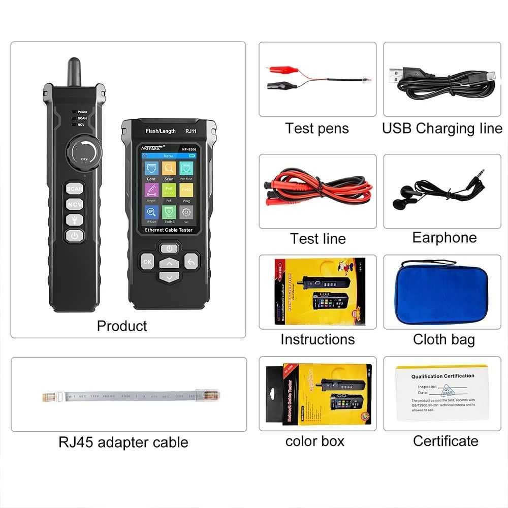 Многофункциональный кабельный тестер Noyafa NF-8506, network tester