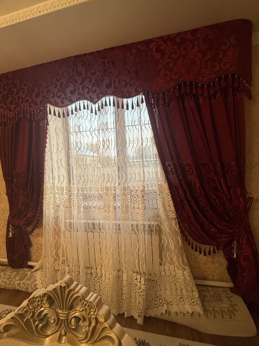 Перде новый сатылады ішіндегі тюльімен. Екі терезеге бар.