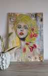 Tablou pictat, cu maci, Unicat "Suflet neimblanzit" 50x70cm