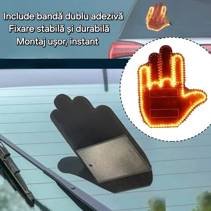 Lampă auto cu gesturi de mână: Salut, Rock On, Mijlociul. Telecomandă.