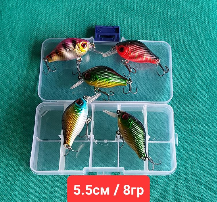 Ново!Спининг риболов, воблер, примамки,5бр воблери щука костур кефал