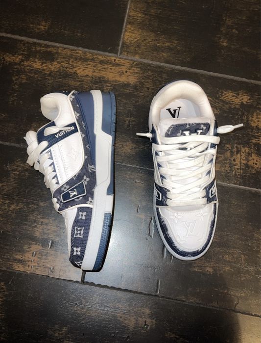 Louis Vuitton LV Trainer Denim Monogram Alb/Bleu