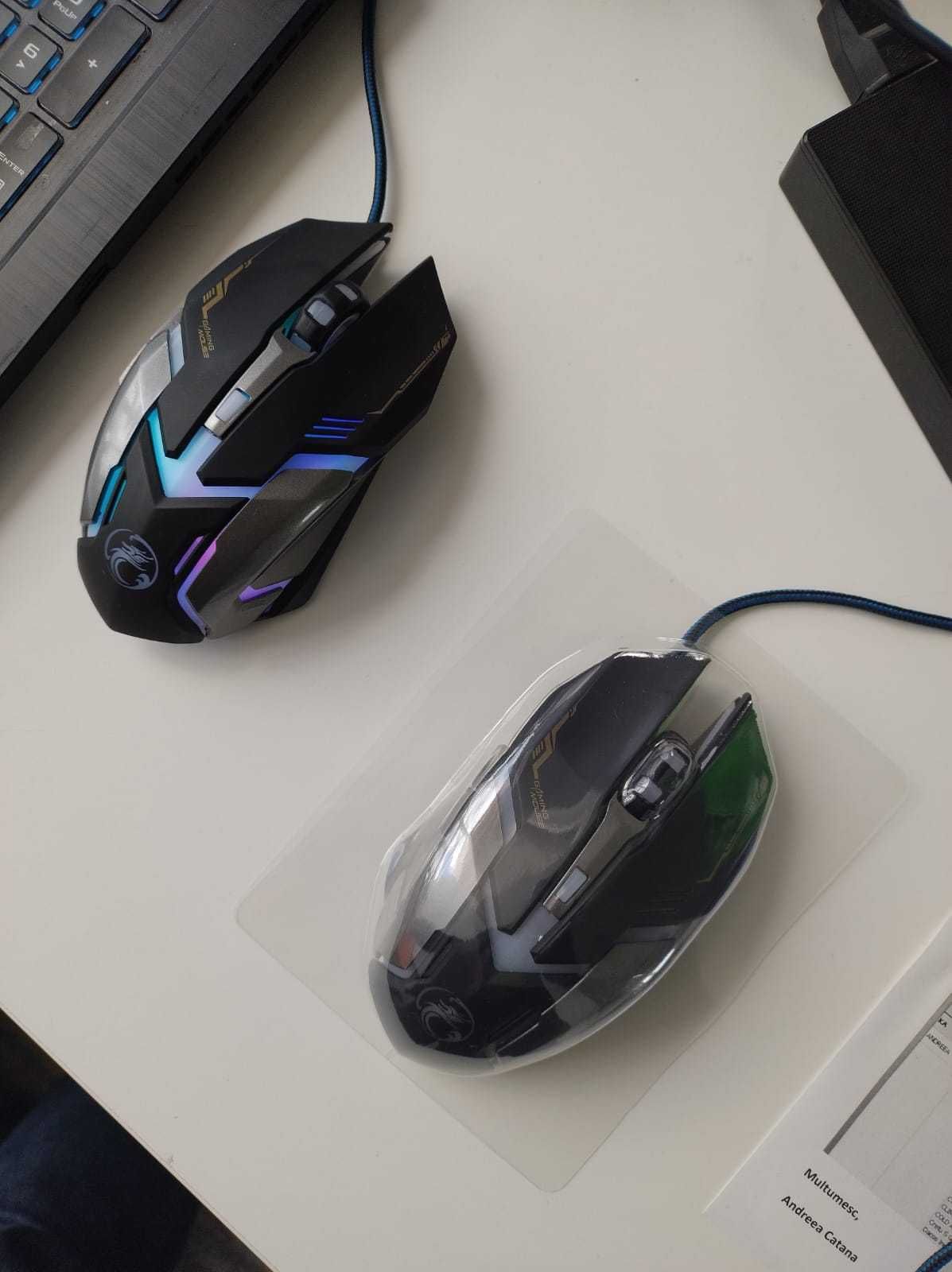 Vand mouse luminos de gaming, 2400 DPI, Ergonomic, 6 Butoane, RGB, USB