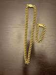 Set lanț și brățară unisex cuban gold 10MM
